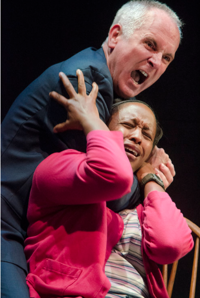 Sam Gregory and Jada Suzanne Dixon in VCurious Theatre's 'White Guy on the Bus.' Photo by Michael Ensminger.